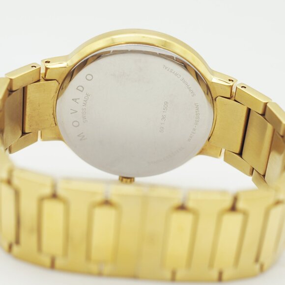 MOVADO Temo Quartz Gold Black Museum Watch - Picture 4 of 6